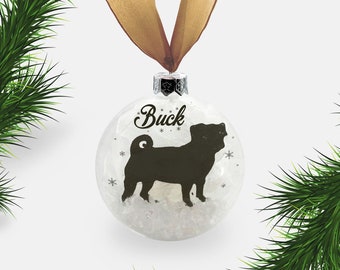 Pug Dog Personalised | Custom Glass Christmas Bauble