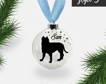 XL Bully / American Bully Dog Personalised Ornament | Custom Glass Christmas Bauble