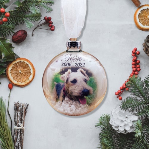 Personalised Christmas Ornament | Custom Dog Bauble Photo Glass