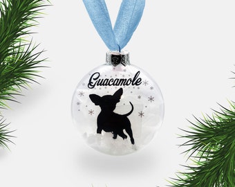 Chihuahua Dog Personalised Ornament | Custom Glass Christmas Bauble