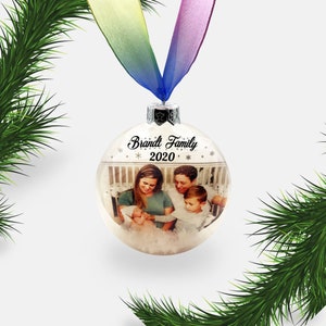 Personalised Ornament | Custom Bauble Photo Family Children Glass Christmas