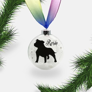 Staffie Staffordshire Bull Terrier Dog Personalised Ornament | Custom Glass Christmas Bauble