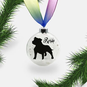 Staffie Staffordshire Bull Terrier Dog Personalised Ornament | Custom Glass Christmas Bauble