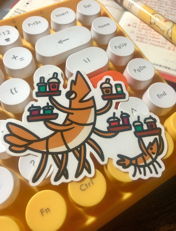 Coffee Shop Shrimp Sticker
