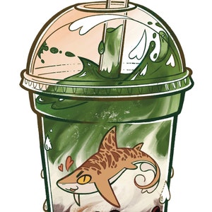 Conjunto de pegatinas de tiburón de té Boba Leopard Shark