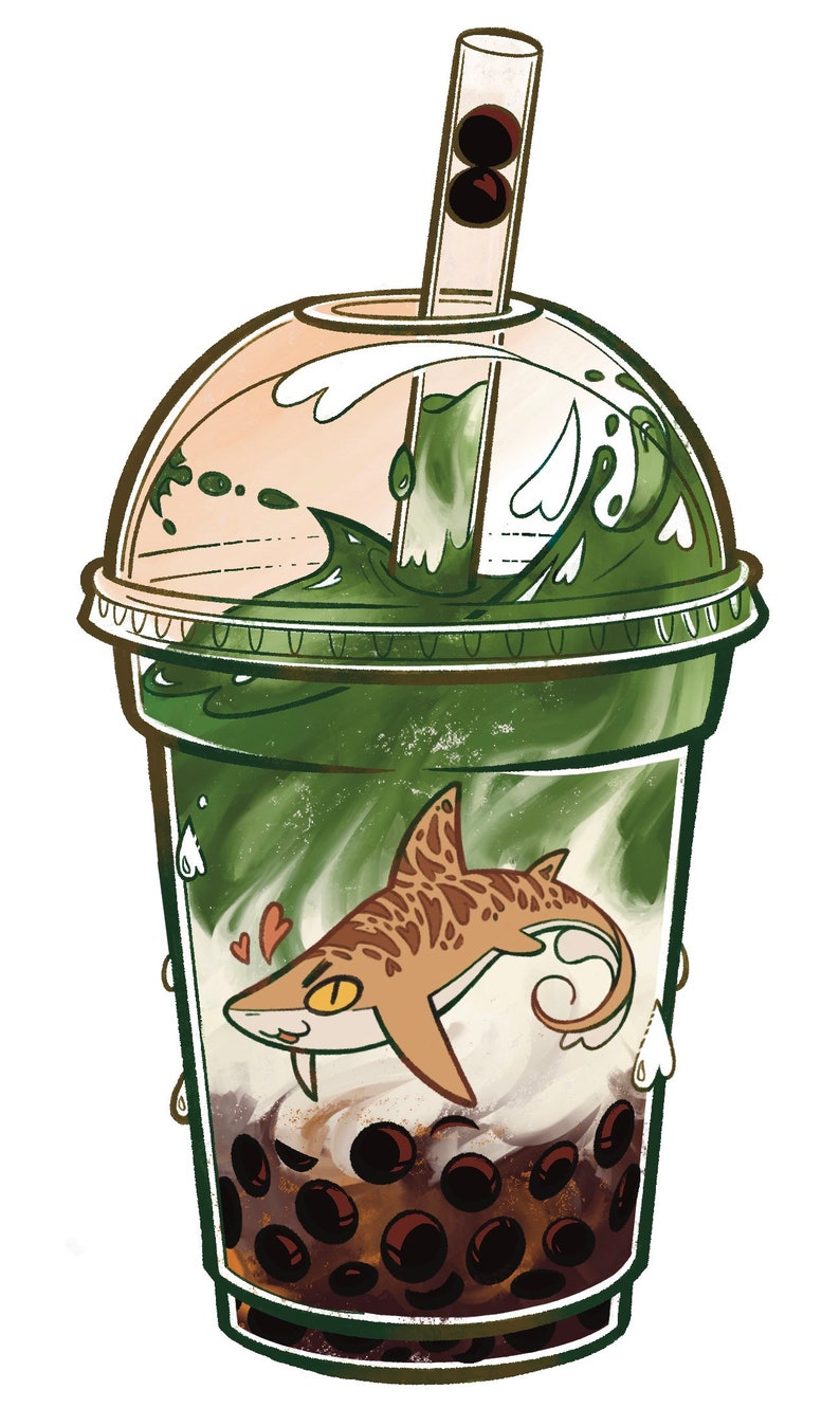 Conjunto de pegatinas de tiburón de té Boba Leopard Shark