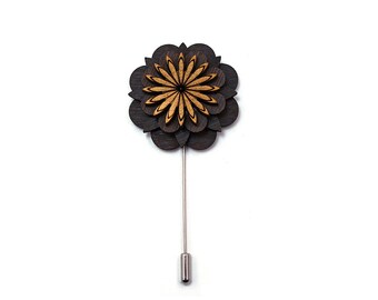 Wooden Lapel Pin, handcraft Wood Brooch, Wedding Lapel Flower, accessory for wedding party, unique sustainable gift, groomsmen flower brooch