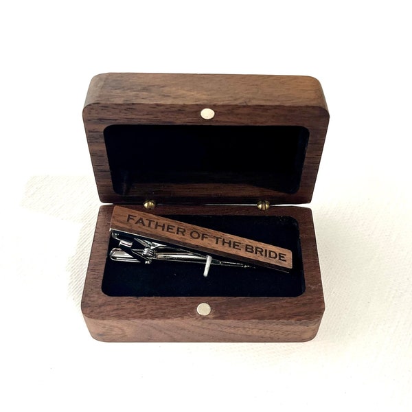 Personalized Wood box for Tie clip or tie bar, Groom or Groomsmen Gifts, Monogram Anniversary gifts, Christmas gift, jewelry box, wooden box