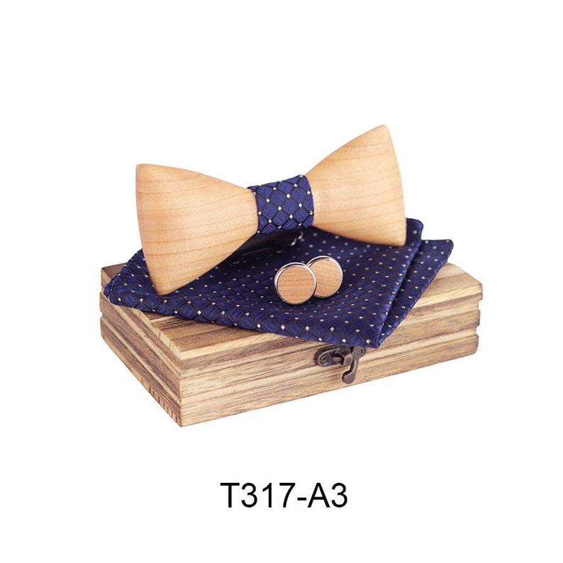 Wood bow tie sets cufflink best man gift groomsmen gift necktie brothers accessories suit up bowtie wedding party handkerchief