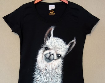 Funny Lama t-shirt for women. Hand-drawn t-shirt. personalized gift.