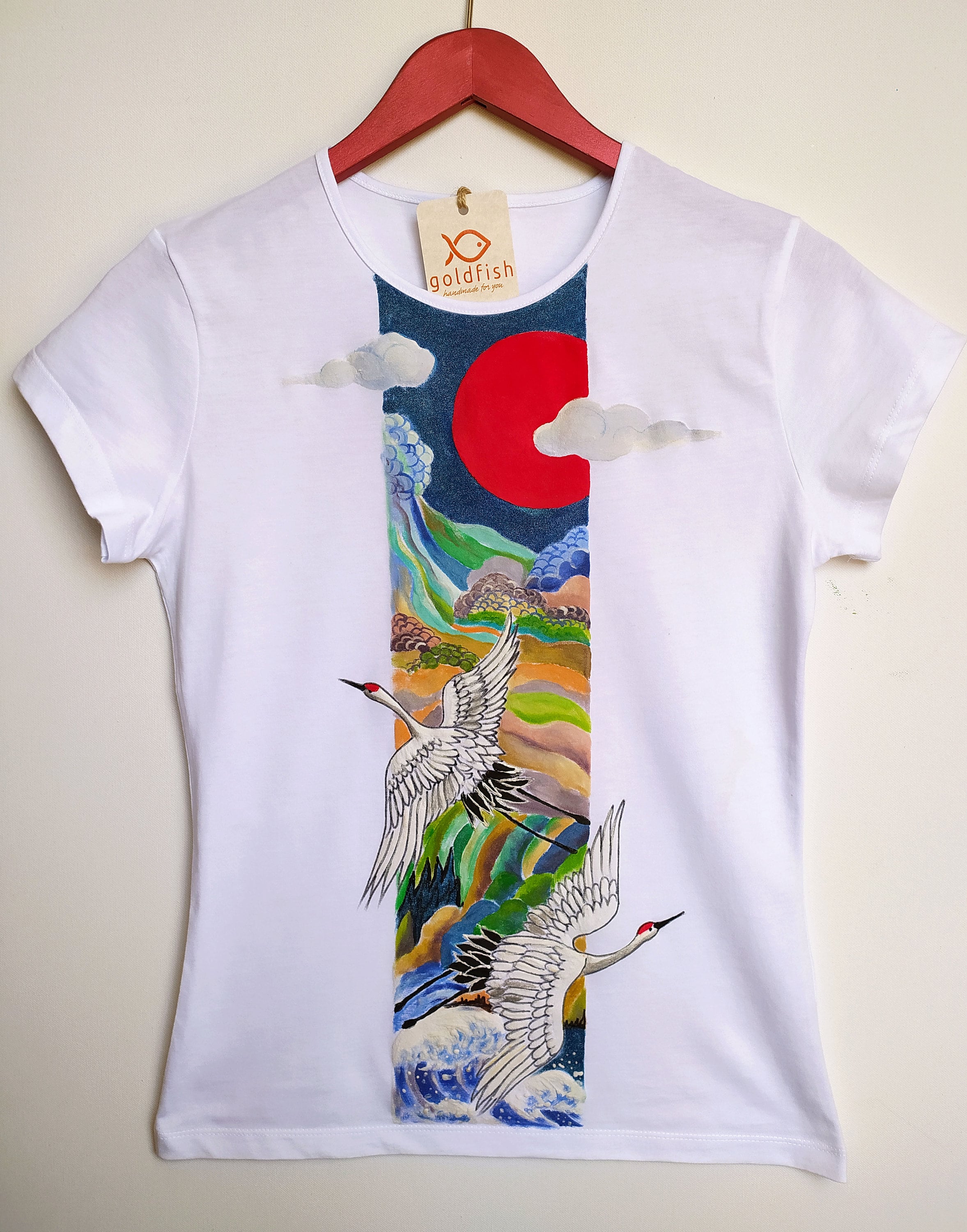 Hand-painted T-shirt for Women Inspired by Japanese Art. image pic