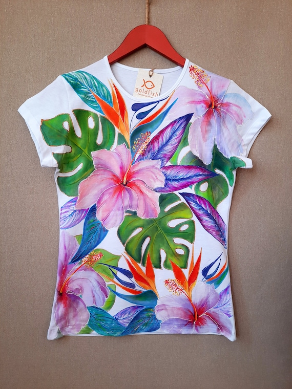 Camisetas pintadas a mano para mujer sale