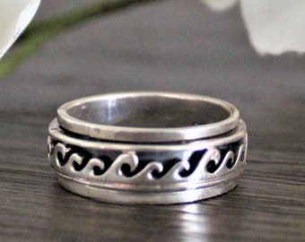 Details about   BICO Wave Spinning RING Silver Color Pewter NEW Jewelry Choose Size Spin Spinner