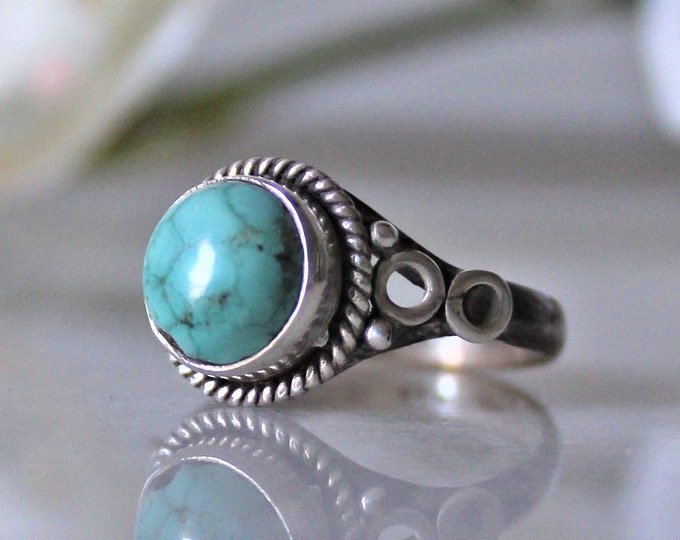 Turquoise Sterling Silver Ring . Size 7.5 and 8