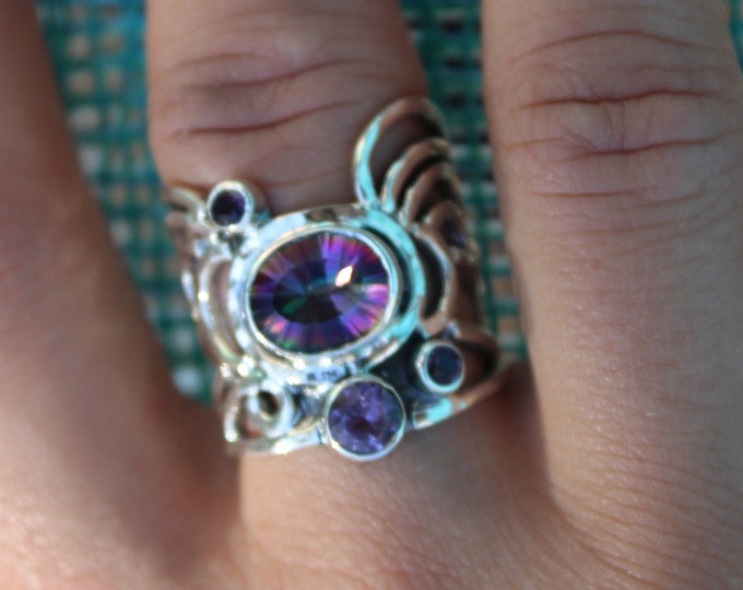 Mystic Topaz Sterling Silver Ring