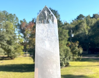 Huge Natural Clear Quartz Tower with Rainbows