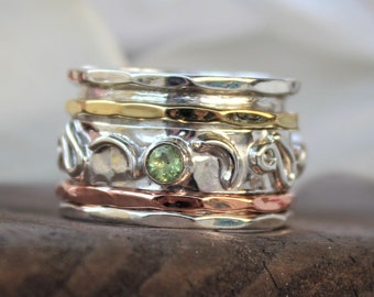 Peridot Sterling Silver Spinner Ring
