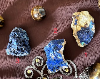 Raw Azurite Malachite Crystal on Quartz