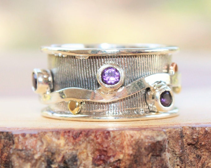 Amethyst Sterling Silver Spinner Ring