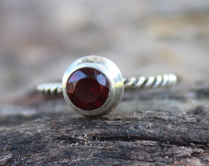 Garnet Sterling Silver Ring