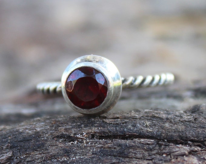 Garnet Sterling Silver Ring