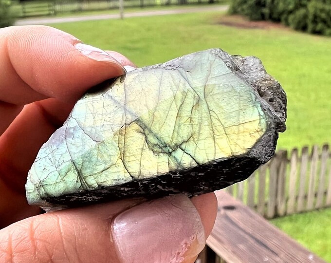 Labradorite Spectralite Raw Slice for TRANSFORMATION