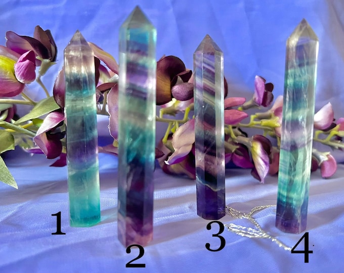 Natural Rainbow Fluorite Points Grade AA