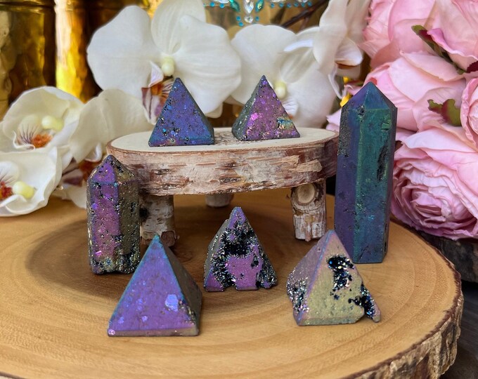 Titanium Rainbow Aura Quartz Point