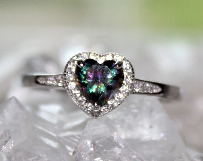 Heart Mystic Topaz set in Sterling Silver Ring