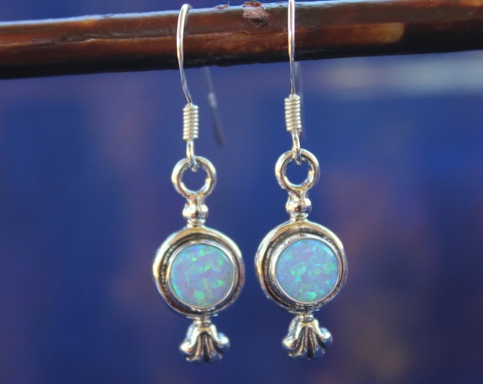 Opal Birthstone Sterling Silver Earrings