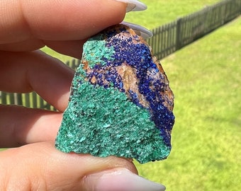 Raw Azurite Crystal on Quartz