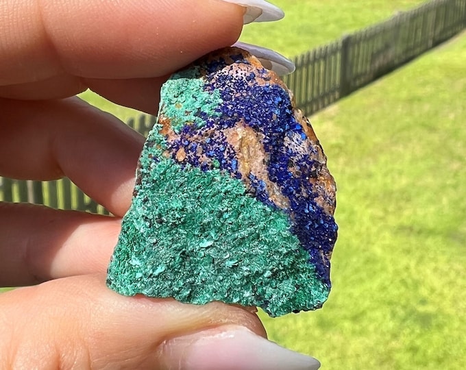 Raw Azurite Crystal on Quartz, Azurite Malachite Crystal Cluster, Raw Azurite Stone, Raw Malachite Azurite Crystal , Rock Collection