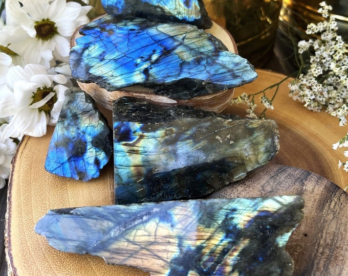 Labradorite Spectralite Raw Slice for TRANSFORMATION