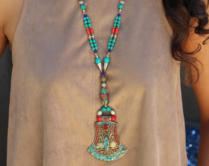 Turquoise Lapis Long Necklace