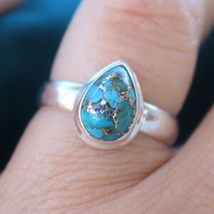 Turquoise Sterling Silver Ring ~ Copper Turquoise Sterling Silver Ring ~ Cowgirl Ring ~ Western Ring ~ Gift For Her ~ Turquoise Ring