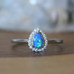 Opal Sterling Silber Ring, Geburtsstein Ring, Stein Ring - Geschenk für sie