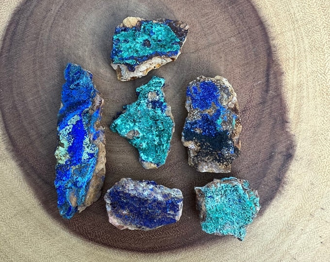 Raw Azurite Malachite Crystal on Quartz