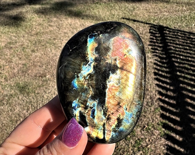 Labradorite Spectralite Palm Stone for TRANSFORMATION