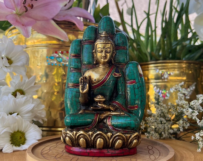 Turquoise Coral Buddha Statue