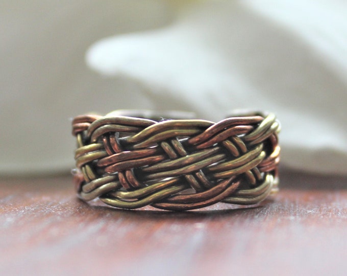 Copper Braided Adjustable Ring