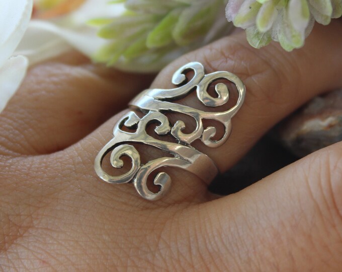 Solid Sterling Silver Ring , Bohemian Ring , Hippie Ring , Gift for her