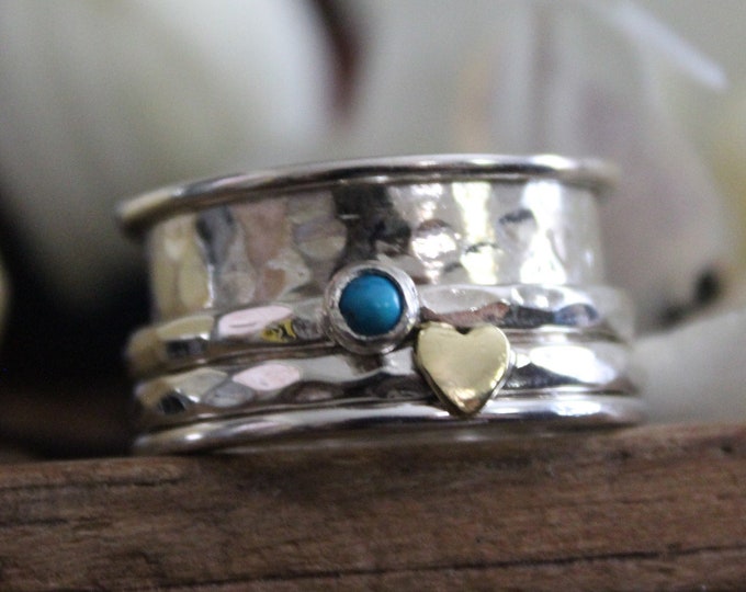 Turquoise Heart Sterling Silver Ring ~ Gift For Her