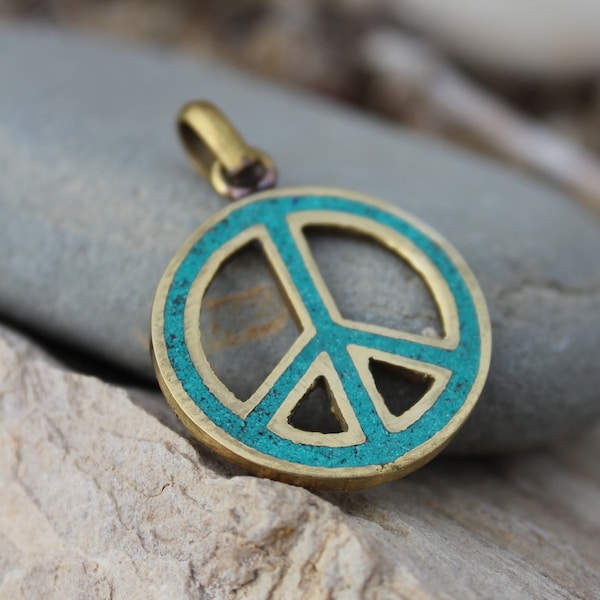 Peace Turquoise Pendant, Peace Pendant, Hippie Pendant, Turquoise necklace, Bohemian pendant, New Age pendant, Metaphysical Pendant