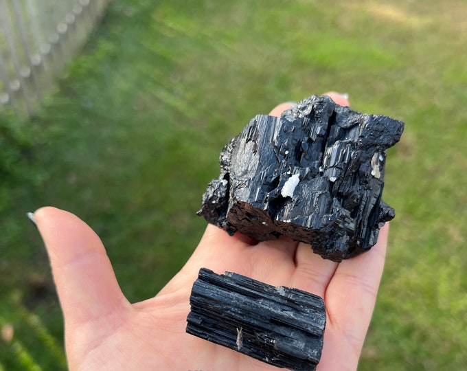 Beautiful Etching Black Tourmaline Chunk ~ Rare Find ~ Rock Collector ~ Gift for Him ~ Healing Rock ~ Metaphysical Stone ~Tourmaline Crystal