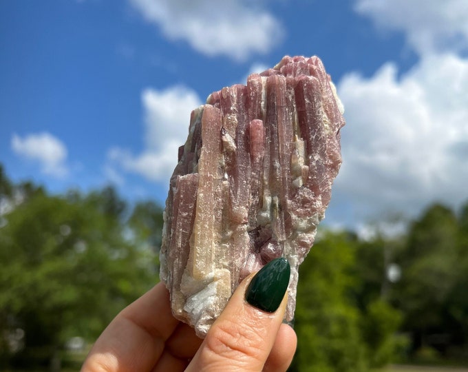 High Grade AA Pink Tourmaline In Quartz Matrix Chunk ~ Help on anxiety