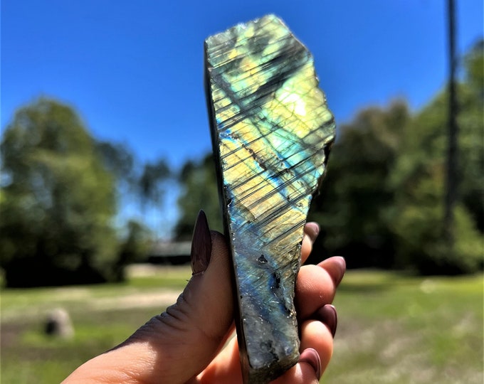 Labradorite Spectralite Raw Slice for TRANSFORMATION