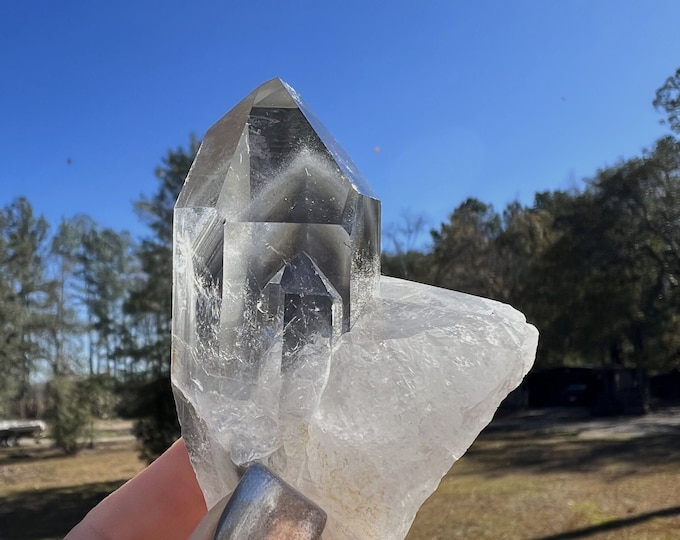 Insane Phantom Clear Quartz Crystal Cluster