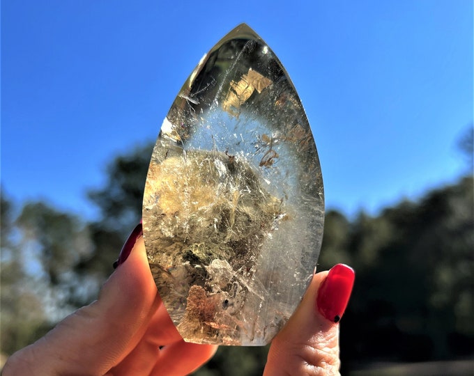 Clear Quartz with Rainbow and Inclusion Flame