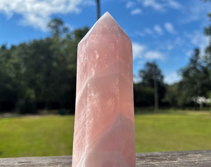 Rose Quartz Obelisk ~ Natural Rose Quartz Tower Point - Pink Gemstone Tower- Crystal Obelisk ~ Chakra Tower - Generator Crystal Home Decor