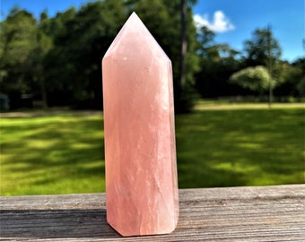 Rose Quartz Crystal Tower – Polished Gemstone Obelisk, Love Stone
